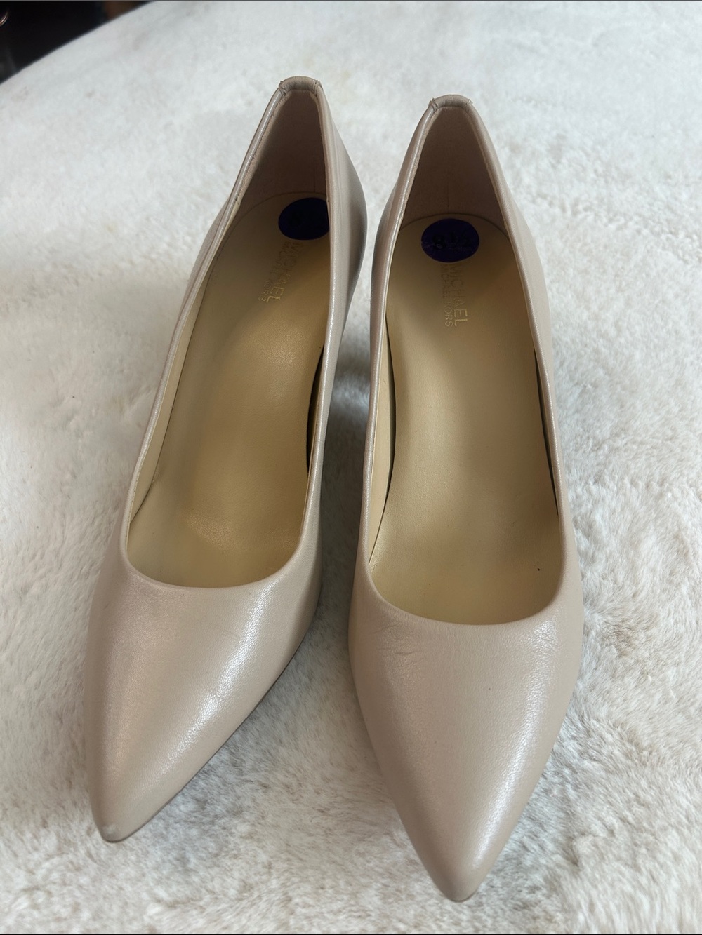 Michael Kors Nude Pointed-Toe Leather Pumps